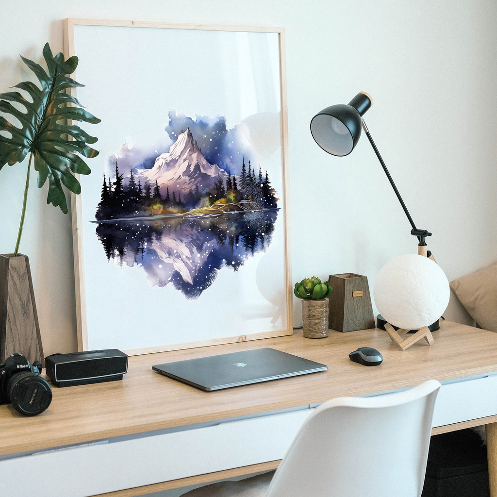 Mystical Night Peaks, Mountains Clipart, Watercolor Night Sky, Night Forest, Mountain Landscapes, Mountains Night Sky, Moonlit Mountain