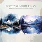 Mystical Night Peaks, Mountains Clipart, Watercolor Night Sky, Night Forest, Mountain Landscapes, Mountains Night Sky, Moonlit Mountain