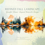 Watercolor Autumn Clipart - Watercolor Forest - Fall Landscapes - Autumn Forest - Watercolor Fall - Halloween Clipart - Autumn Landscape