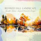 Watercolor Autumn Clipart - Watercolor Forest - Fall Landscapes - Autumn Forest - Watercolor Fall - Halloween Clipart - Autumn Landscape