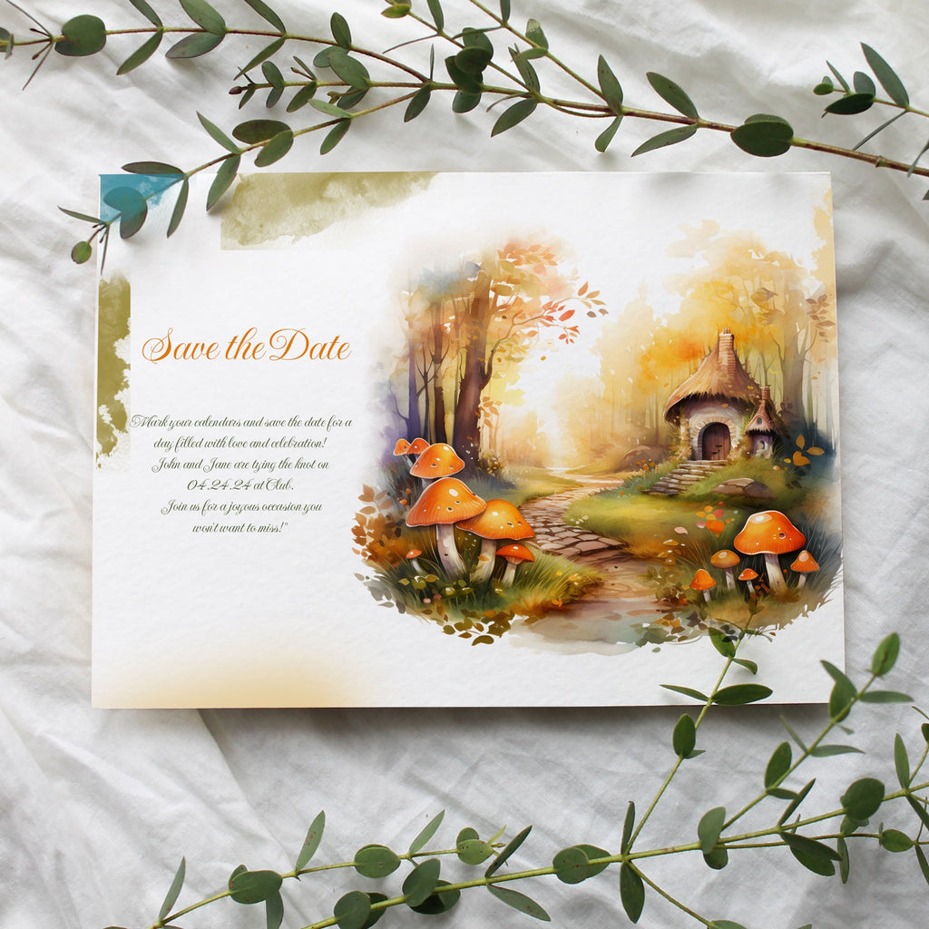 Watercolor Fairy Houses in the Forest - Watercolor Autumn Clipart - Watercolor Forest - Fall Landscapes - Autumn Forest - Autumn Landscape