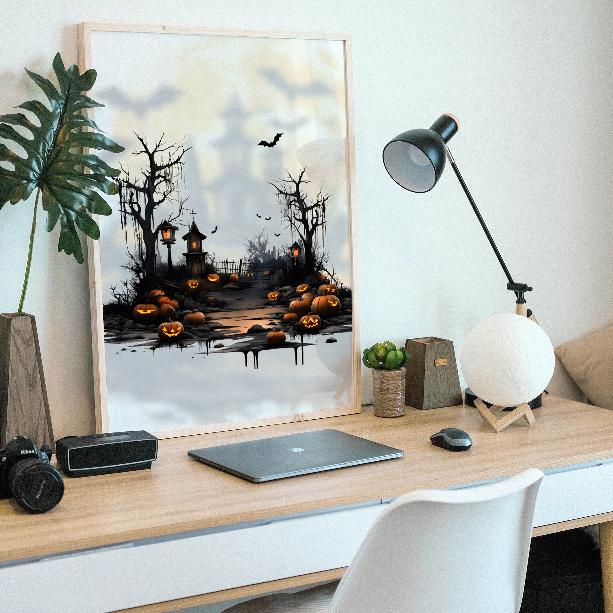 Post-Apocalyptic Halloween Landscape Halloween Forest - Watercolor Autumn Clipart - Halloween Clipart - Autumn Forest - Scary Landscape png