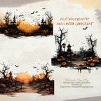 Post-Apocalyptic Halloween Landscape Halloween Forest - Watercolor Autumn Clipart - Halloween Clipart - Autumn Forest - Scary Landscape png