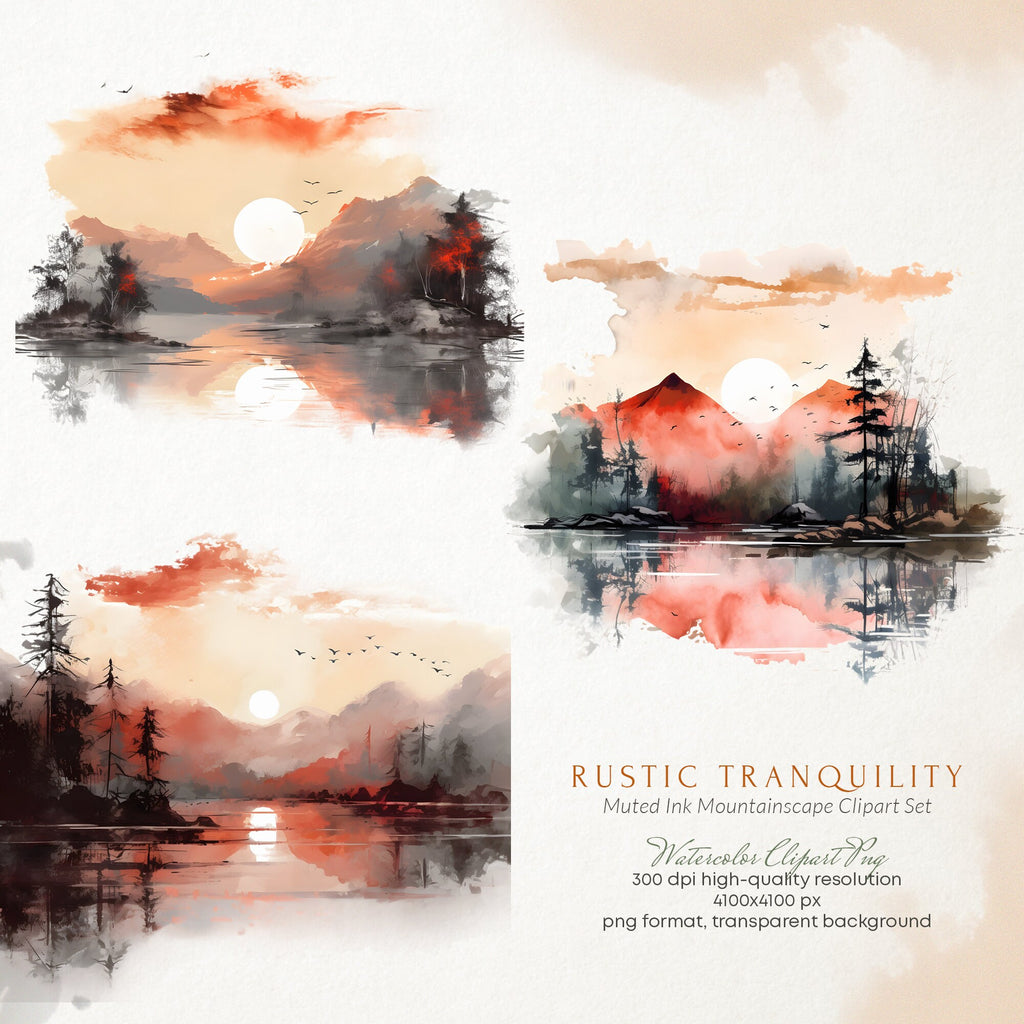 Rustic Tranquility - Muted Ink Painting - Watercolor Autumn - Watercolor Forest - Fall Landscapes - Autumn Forest - Wall Art - Autumn Print