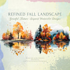 Watercolor Autumn Clipart - Watercolor Forest - Fall Landscapes - Autumn Forest - Watercolor Fall - Halloween Clipart - Autumn Landscape