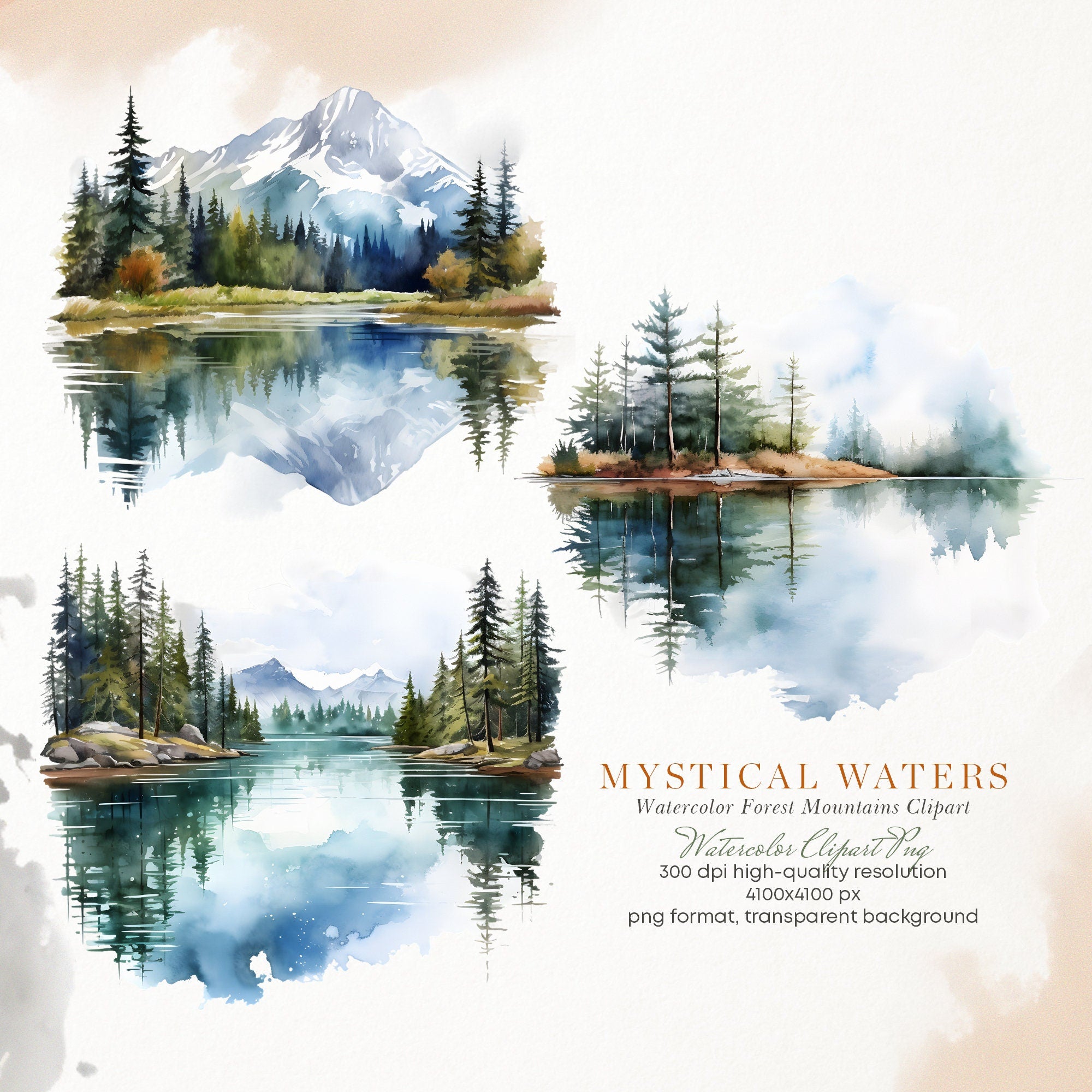 Mystical Waters - Watercolor Autumn - Watercolor Forest - Fall Landscapes - Autumn Forest - Wall Art - Autumn Print - Reflected Water - Lake