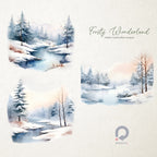 Frosty Wonderland, Winter Watercolor Scenery, Watercolor Landscapes, Landscapes Clipart, Winter Scenes, Winter Clipart, Fine Art Landscapes