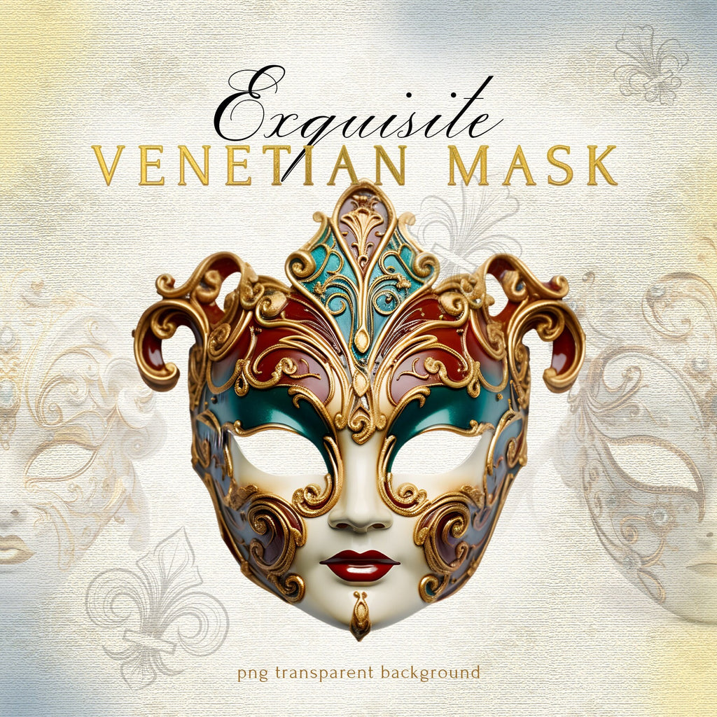 Clipart Măști Venețiene, Bal Mascat, Stil de Lux