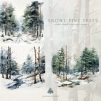 Snowy Pine Trees Clipart, Winter Forest Watercolor Scenery, Watercolor Landscapes, Landscapes Clipart, Winter Scenes, Winter Clipart, PNG