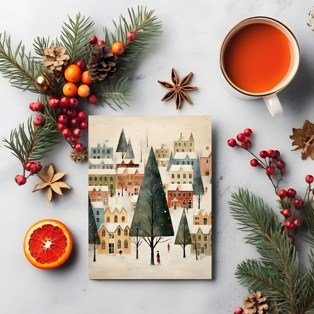 Festive Christmas Postcards Set, Pocket Letter, Christmas Clipart, Scrapbook, Junk Journal, December Daily, PNG Printable, Embellishment