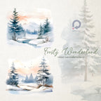 Frosty Wonderland, Winter Watercolor Scenery, Watercolor Landscapes, Landscapes Clipart, Winter Scenes, Winter Clipart, Fine Art Landscapes