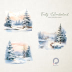 Frosty Wonderland, Winter Watercolor Scenery, Watercolor Landscapes, Landscapes Clipart, Winter Scenes, Winter Clipart, Fine Art Landscapes