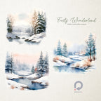 Frosty Wonderland, Winter Watercolor Scenery, Watercolor Landscapes, Landscapes Clipart, Winter Scenes, Winter Clipart, Fine Art Landscapes
