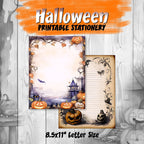 Printable Halloween Stationery - Letter Paper - Letterheads - 18 Designs - 8.5in x 11in - Commercial Use, Printable Pages, Halloween Paper