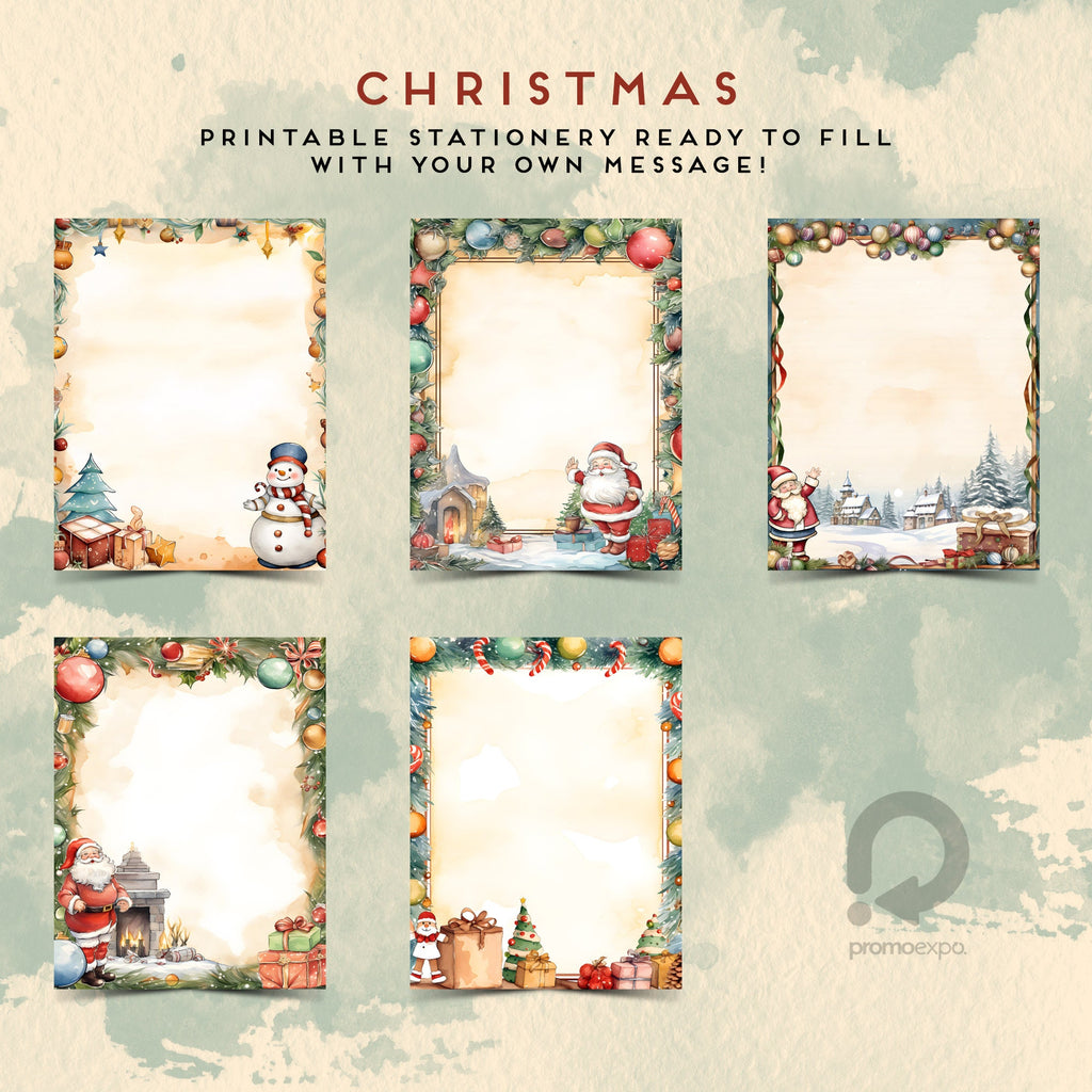 Festive Christmas Stationery Set - Letter & A4 - Letterheads - 17 Designs, Christmas Frame, Commercial Use, Printable Pages, Christmas Paper