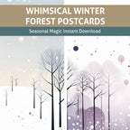 Whimsical winter forest postcards, Pocket Letter, Christmas postcards, Scrapbook, Junk Journal, December Daily, Printable, Embellishment