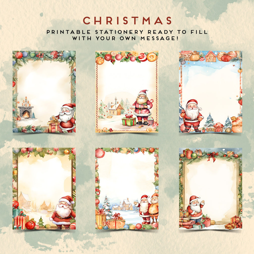 Festive Christmas Stationery Set - Letter & A4 - Letterheads - 17 Designs, Christmas Frame, Commercial Use, Printable Pages, Christmas Paper