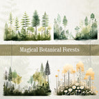 Magical Botanical Forests Watercolor, Fennel, Chamomile, Lemongrass, Whimsical Botanical Illustrations, Unique Nature Art - Enchanted Herbal