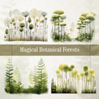Magical Botanical Forests Watercolor, Fennel, Chamomile, Lemongrass, Whimsical Botanical Illustrations, Unique Nature Art - Enchanted Herbal