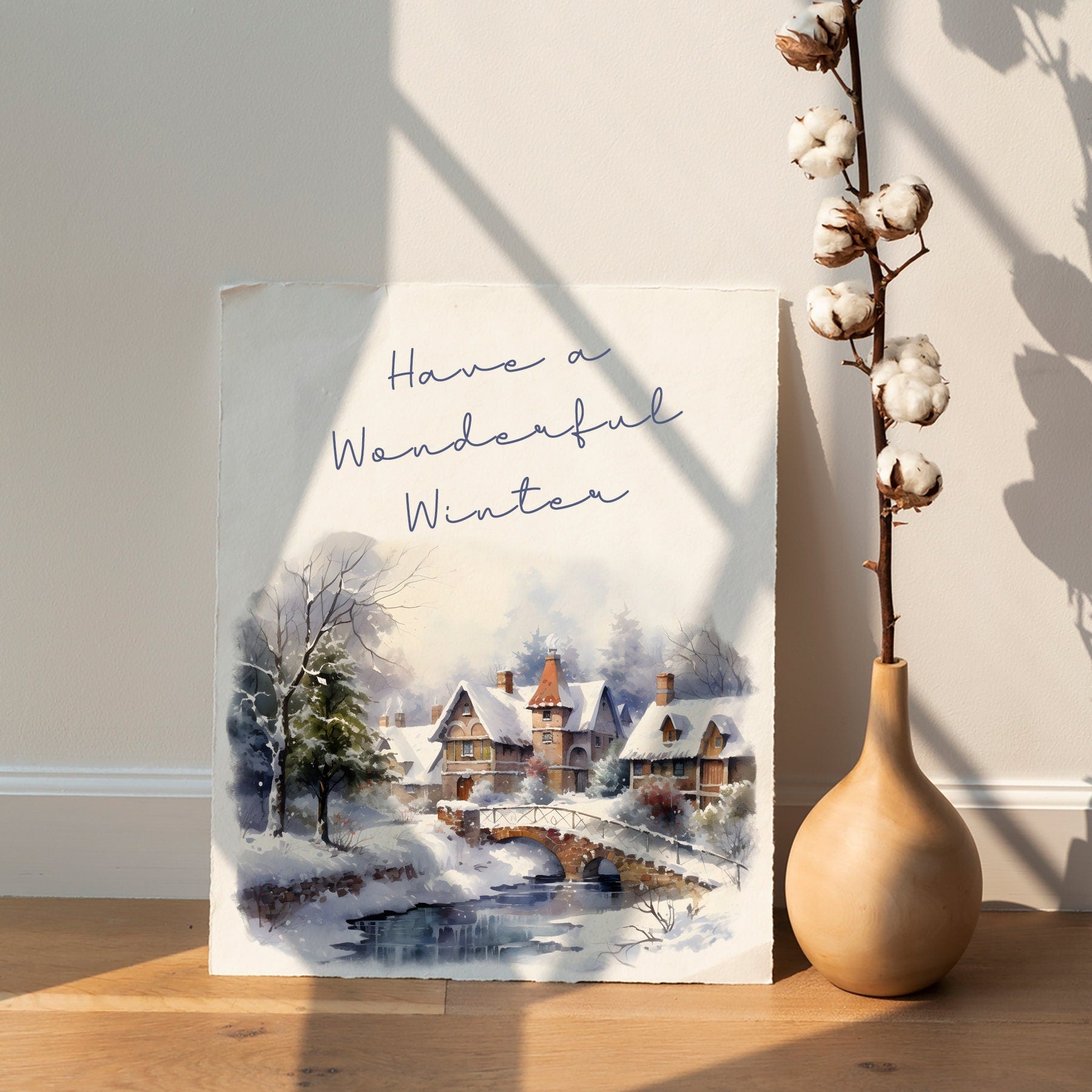 Enchanted Winter Village - Watercolor Winter Clipart - Watercolor Village - Snow Village - Winter Forest - Christmas Village - Winter Snow