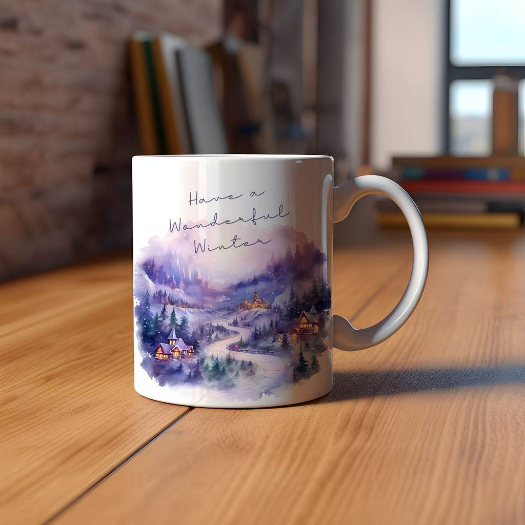 Enchanted Winter Village - Watercolor Winter Clipart - Watercolor Village - Snow Village - Winter Forest - Christmas Village - Winter Snow