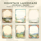 Mountain Landscape Journal Pages | Printable Stationery Set | A4 & Letter Sizes | Mountains Scene | Commercial Use | Printable Pages