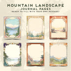 Mountain Landscape Journal Pages | Printable Stationery Set | A4 & Letter Sizes | Mountains Scene | Commercial Use | Printable Pages