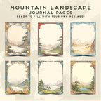 Mountain Landscape Journal Pages | Printable Stationery Set | A4 & Letter Sizes | Mountains Scene | Commercial Use | Printable Pages