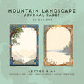 Mountain Landscape Journal Pages | Printable Stationery Set | A4 & Letter Sizes | Mountains Scene | Commercial Use | Printable Pages