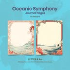 Oceanic Symphony Journal Pages | Printable Stationery Set | A4 & Letter Sizes | Ocean Scene | Coral Rhapsody | Sea Siren | Printable Pages