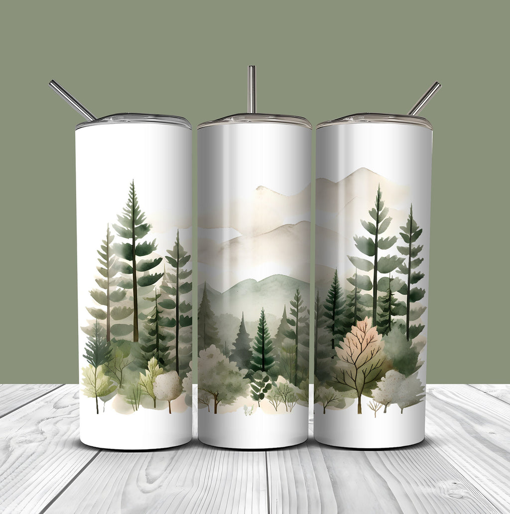 Majestic Spring Mountains - Watercolor Landscape Forest, Peaks Serene Views - Watercolor Clipart - Mountain Landscapes - Watercolor Forest
