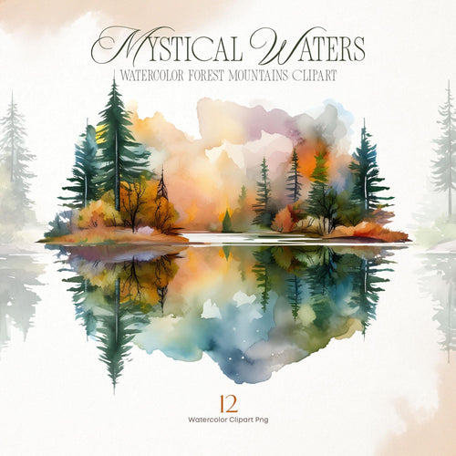 Mystical Waters - Watercolor Autumn - Watercolor Forest - Fall Landscapes - Autumn Forest - Wall Art - Autumn Print - Reflected Water - Lake, Fall Landscapes, Landscape Painting