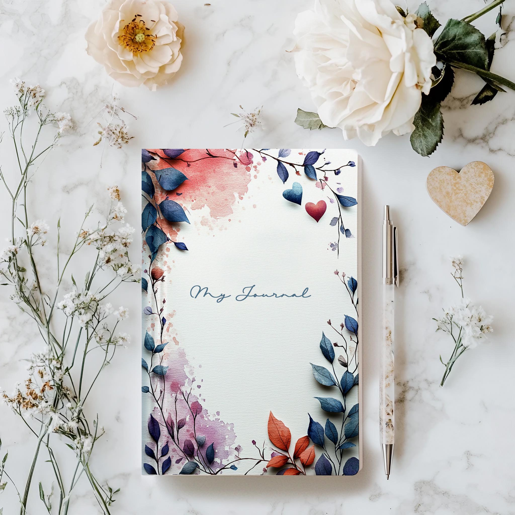 Printable Valentine's Day Stationery, Letter & A4, Watercolor Journal, Watercolor Hearts, Birds, Feathers, Commercial Use, Printable Pages