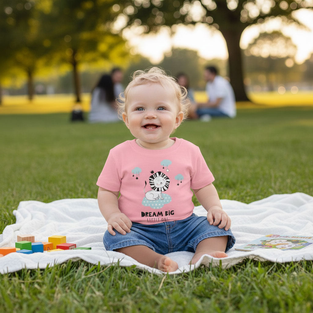 Tricou Bebeluși „Dream Big Little Lion” | Bumbac 100% Premium | 6-24 Luni