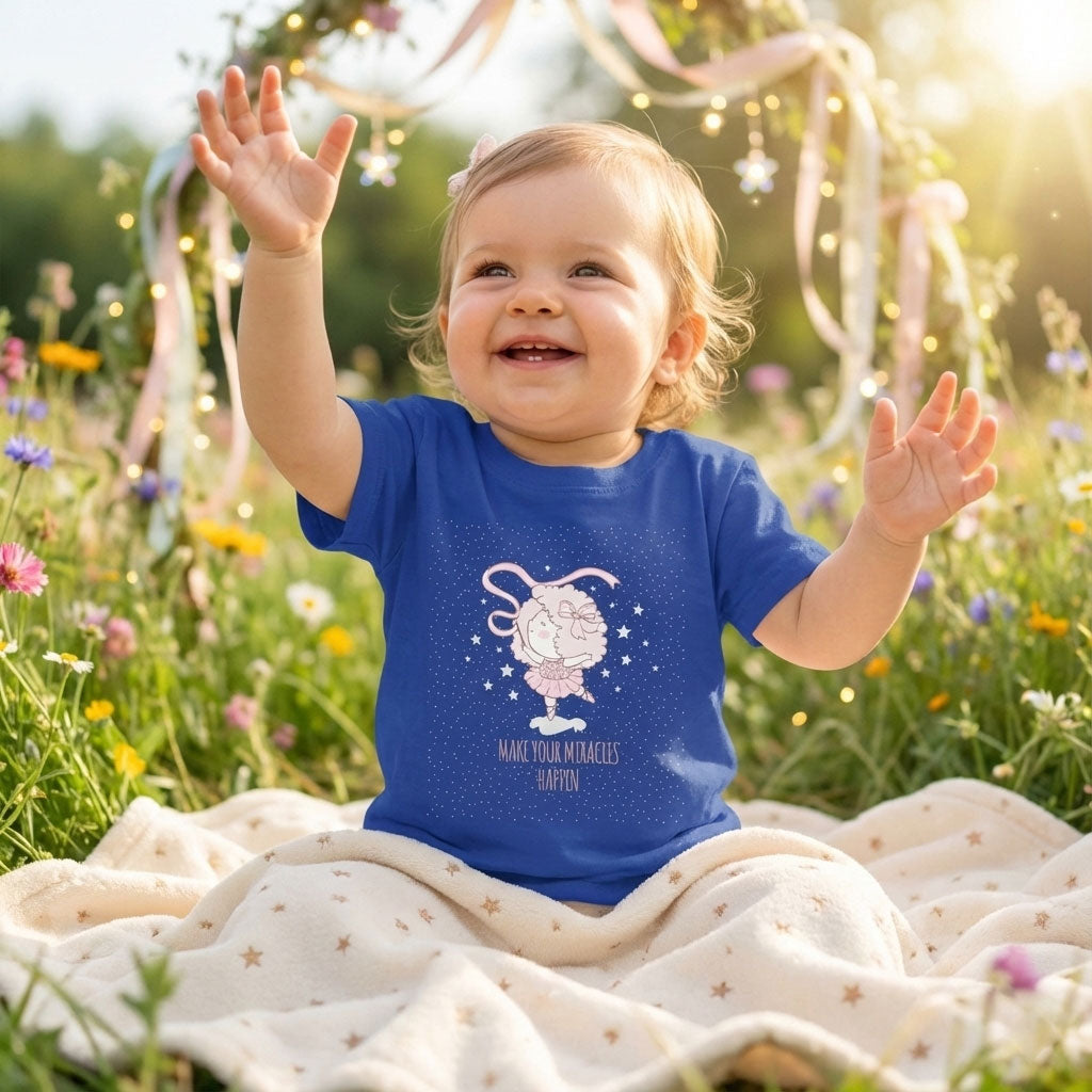 Tricou Bebeluși „Make Your Miracles Happen” Balerină | Bumbac 100% Premium | 6-24 Luni