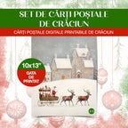 Set de Cărți Poștale de Crăciun - Clipart și Printuri Digitale