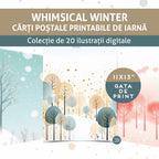 Carti postale de iarna colecție de 20 ilustrații digitale