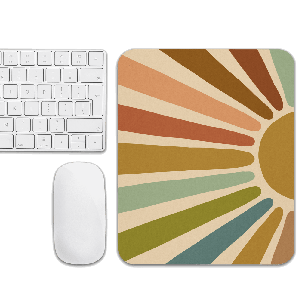 Mouse pad „Raze Solare Abstracte” — Design artistic vibrant | Suprafață textilă anti‑alunecare | Dreptunghi & Rotund