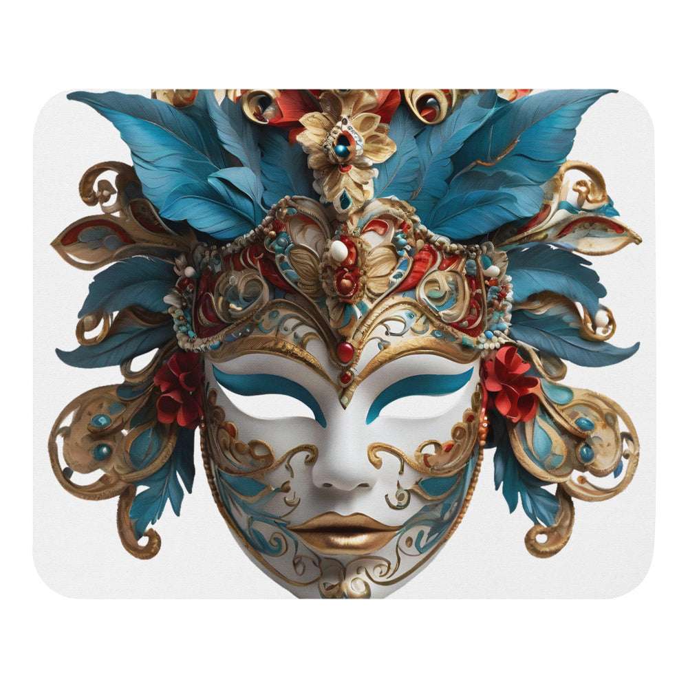 Mouse pad „Mască Venețiană” — Design festiv și elegant | Suprafață textilă anti‑alunecare | Dreptunghi & Rotund