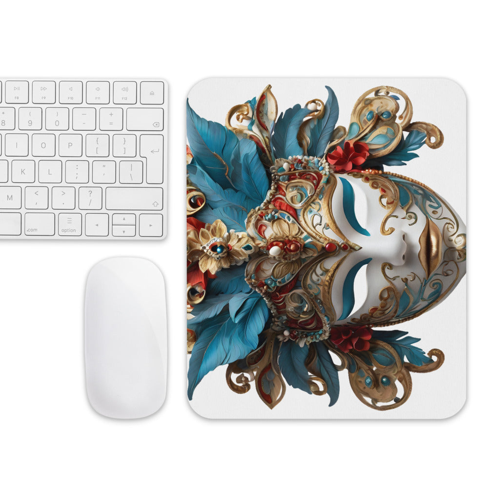 Mouse pad „Mască Venețiană” | Design Artistic Baroc | Suprafață textilă anti‑alunecare | Dreptunghi & Rotund
