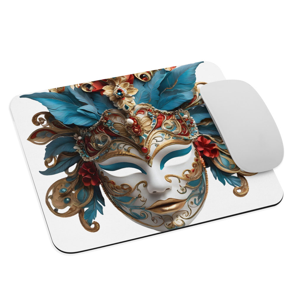 Mouse pad „Mască Venețiană” | Design Artistic Baroc | Suprafață textilă anti‑alunecare | Dreptunghi & Rotund
