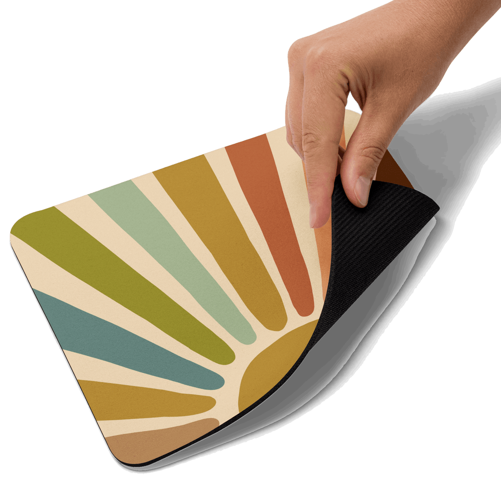 Mouse pad „Raze Solare Abstracte” — Design artistic vibrant | Suprafață textilă anti‑alunecare | Dreptunghi & Rotund