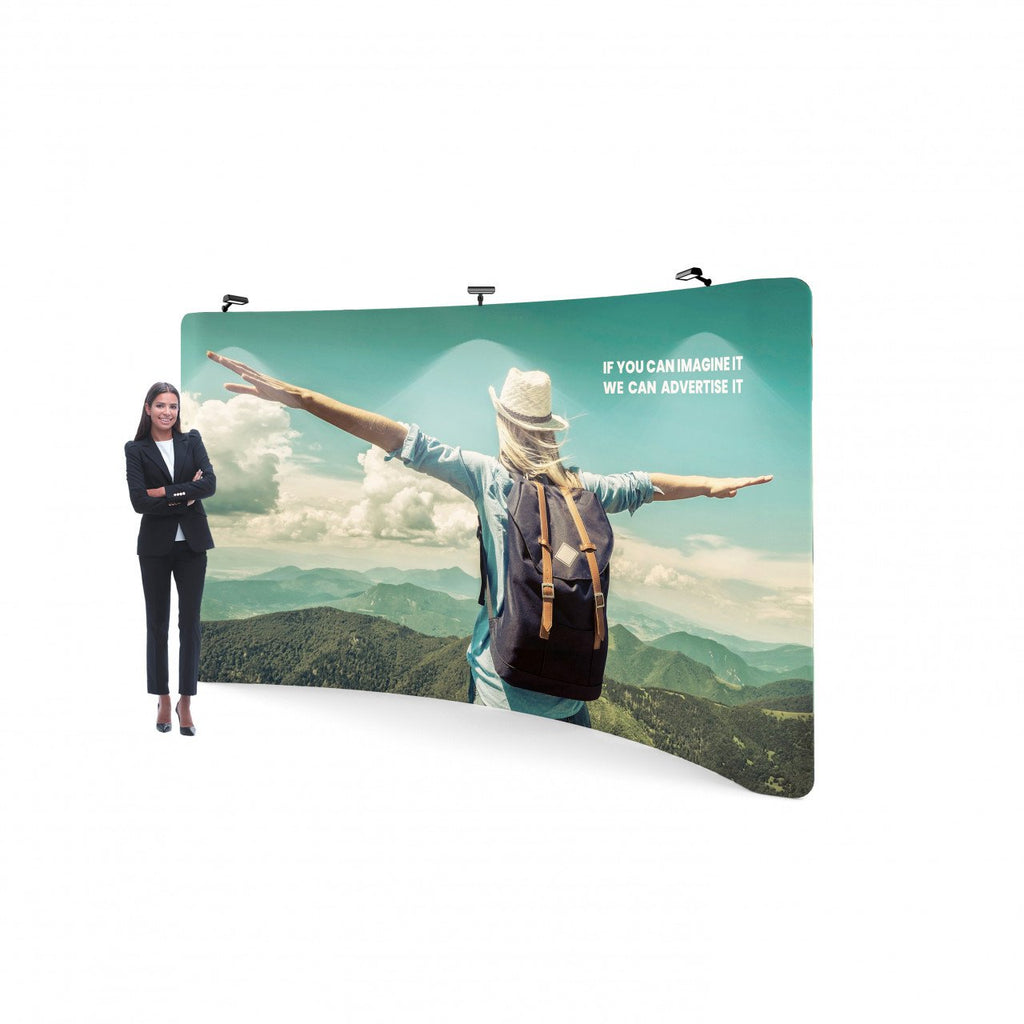 Pop-Up Textil Curbat Personalizabil – Perete Publicitar Modular