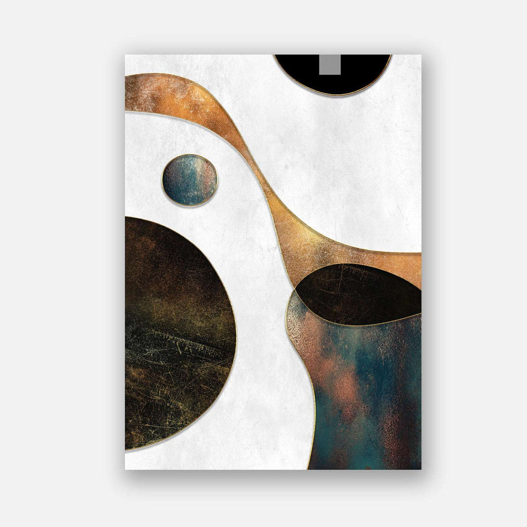 Poster & Tablou forme geometrice fluide – Design elegant cu accente aurii | A4, A3, B2, B1