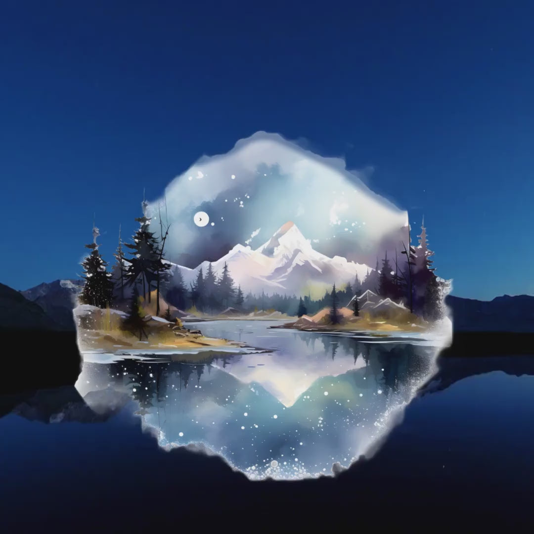 Mystical Night Peaks, Mountains Clipart, Watercolor Night Sky, Night Forest, Mountain Landscapes, Mountains Night Sky, Moonlit Mountain