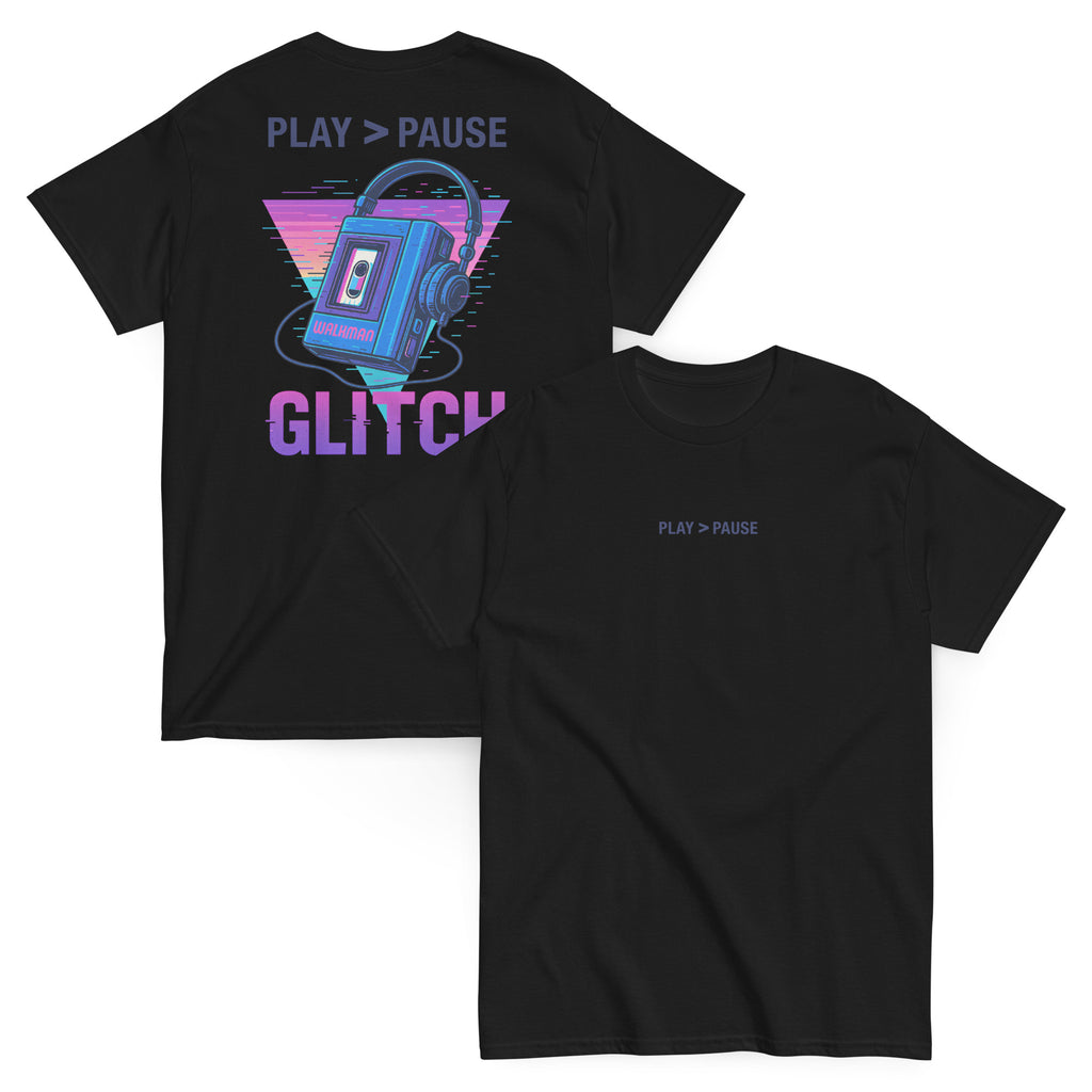 Tricou unisex Play > Pause Glitch